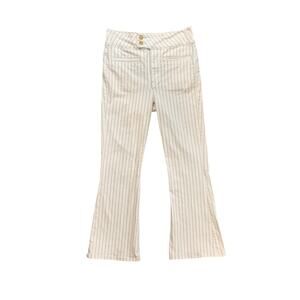 Frame Jeans Womens 27 White Beige Le Hardy Flare Stripe Stretch Cropped Denim